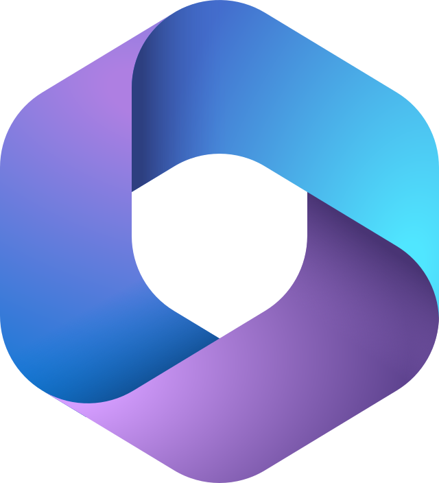 Eine stilisierte, blau-violette Schleife symbolisiert Microsoft 365, ein Synonym für moderne IT-Sicherheit und Effizienz.