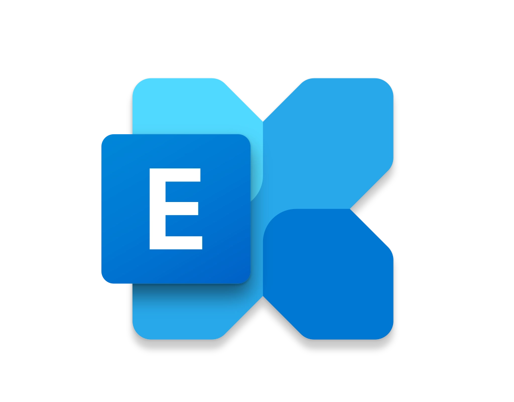 Das Bild zeigt das blaue Exchange Online-Logo, das für IT Sicherheit und Cyber Security steht.