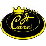 Das JT Care-Logo in leuchtendem Gelb mit Krone und Sternen symbolisiert das Engagement der CodeKlar GmbH für Qualität.