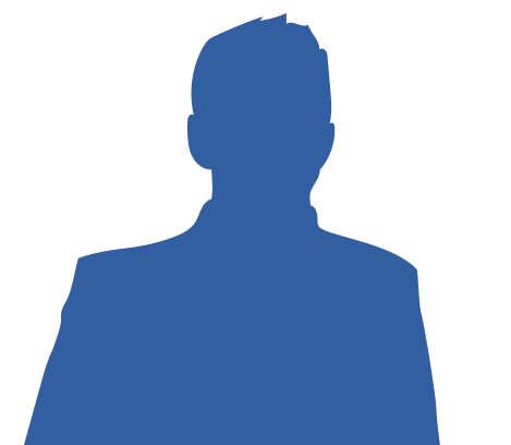 Silhouette einer Person in Blau.