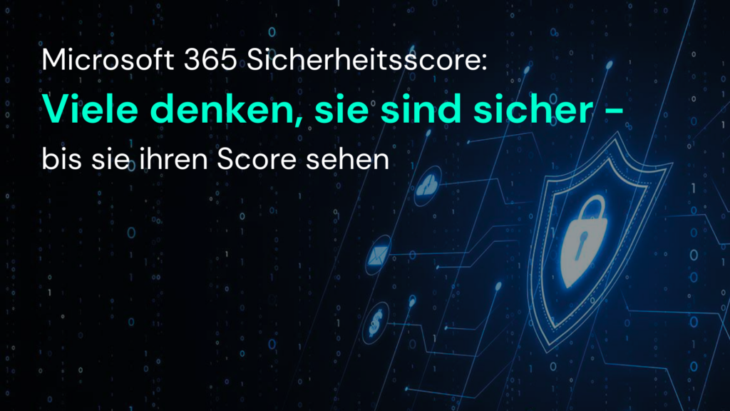 Ein digitaler Hintergrund zeigt den Microsoft 365 Sicherheits-Score, der IT-Sicherheitsbewusstsein bei CodeKlar GmbH fördert.
