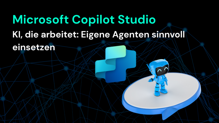 Das Microsoft Copilot Studio zeigt einen blauen KI-Agenten, der zur Effizienzsteigerung in IT-Prozessen beiträgt.