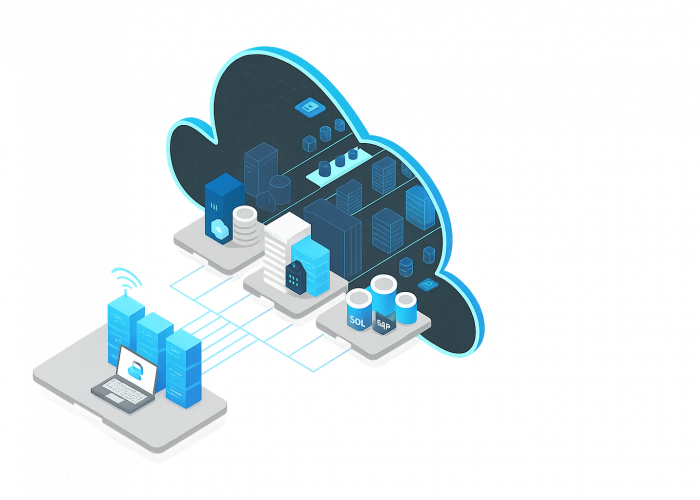 Ein Cloud-Diagramm veranschaulicht IT-Sicherheit und Datenmanagement in der Azure-Umgebung von CodeKlar.